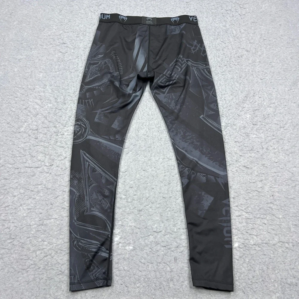 Venum Gladiator Spats Men's XXL‎ Black AOP Sporton MMA Pull On Stretch Leggings